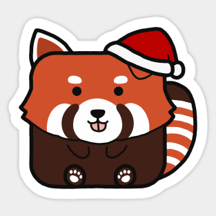 Funny Square Red Panda Christmas Sticker